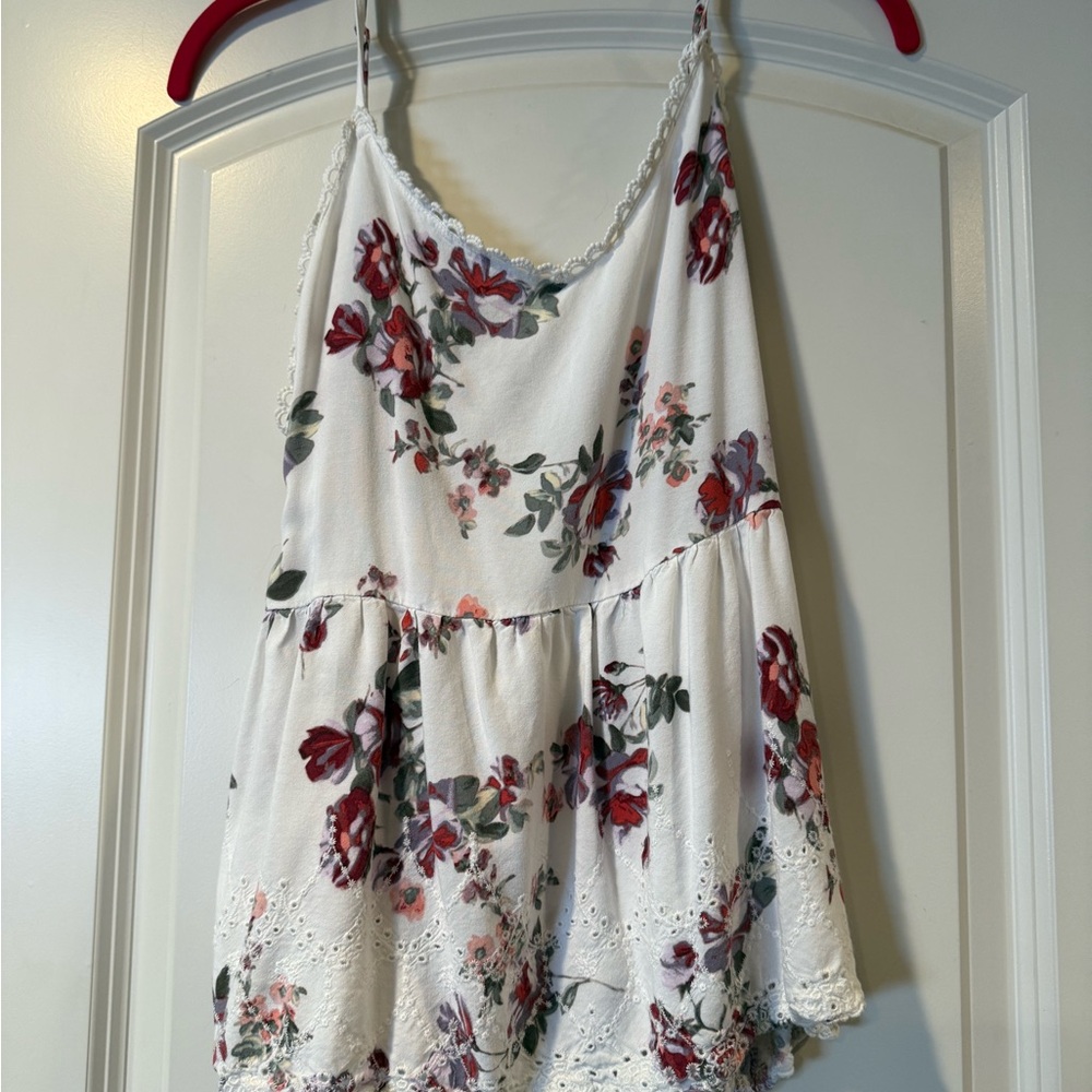 Maurices Floral Tank Top - White and Red
